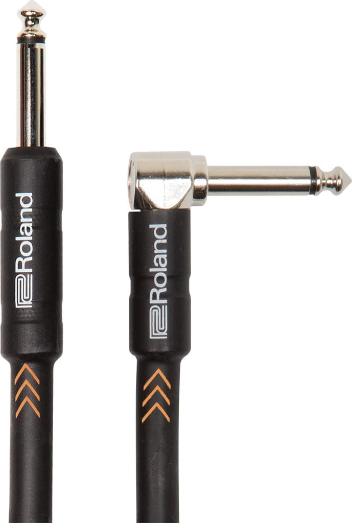 Roland Black Series Instrument Cable, Angled/Straight 1/4-Inch Jack, 10-Feet
