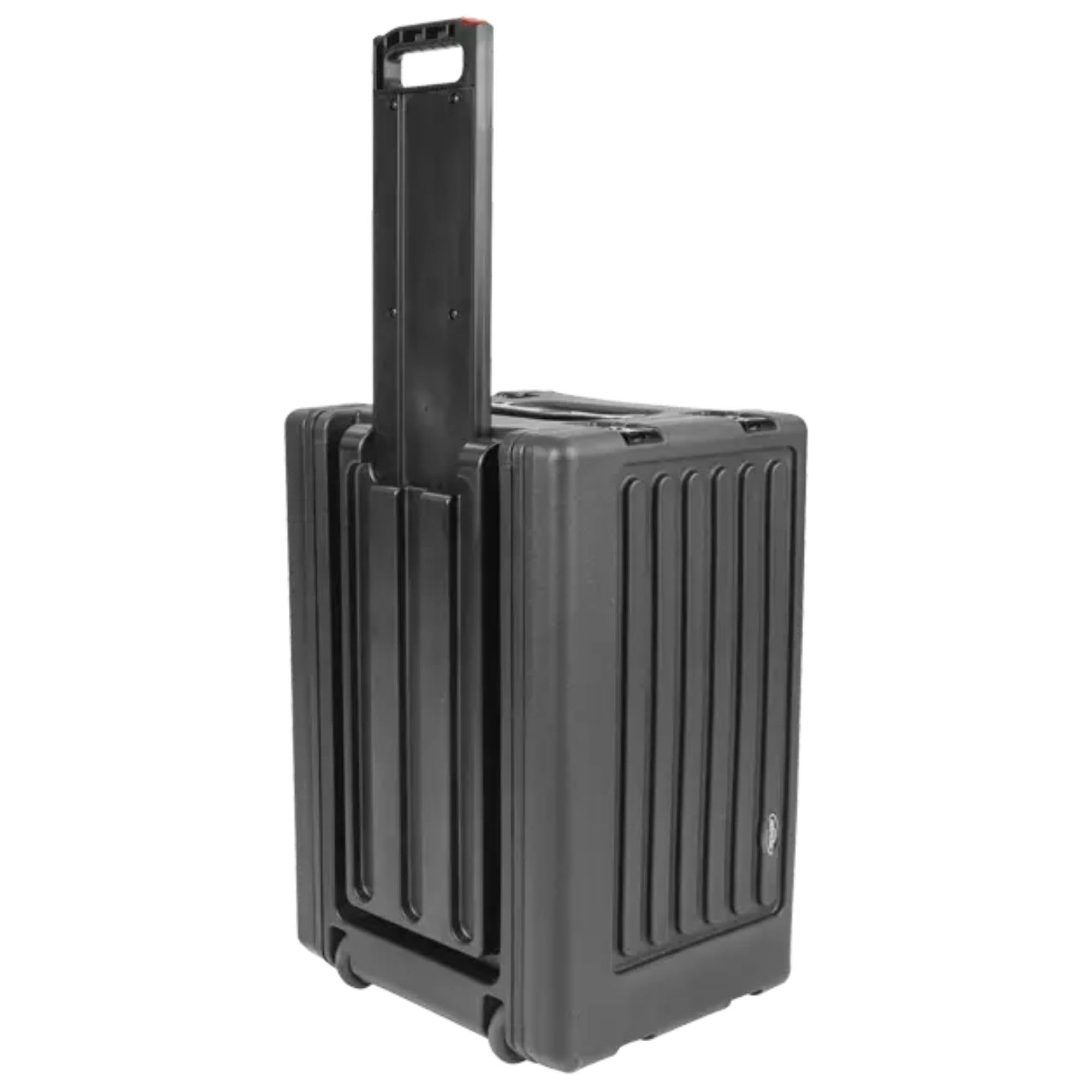 SKB 6U rSeries Shallow Rolling Rack with Integrated Back Wheels and 1-Touch Pull Handle, Comes with 8 Rack Units and Interlocking Molded Stacking Bars