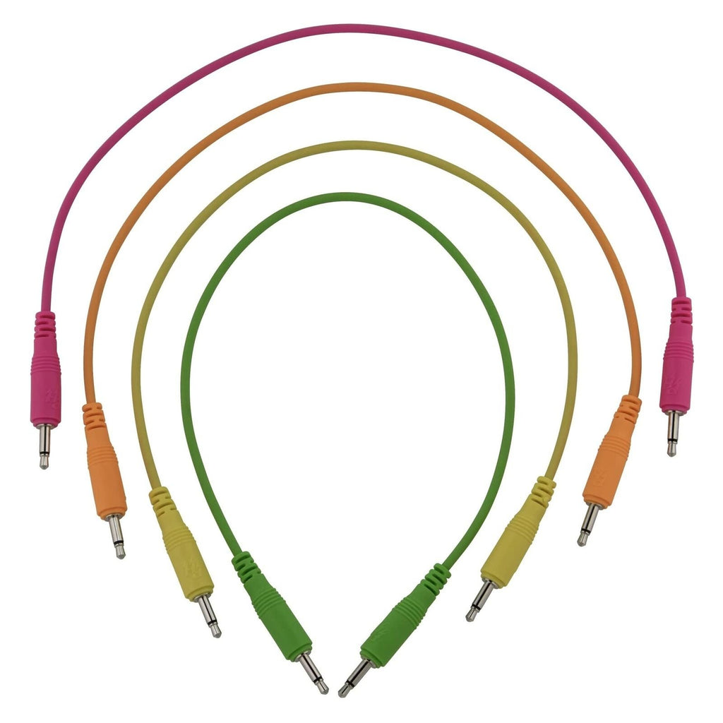 Pig Hog Pig Patch 3.5mm Mono Synthesizer Patch Cables, 4-Pack of 12 Neon Cables