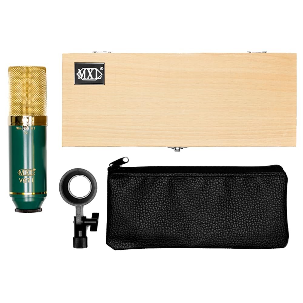 MXL V67i FET Condenser Microphone Bundle with 10ft Pig Hog Microphone Cable & Polishing Cloth – Dual-Diaphragm Mic with Warm and Bright Voicings for Studio Versatility