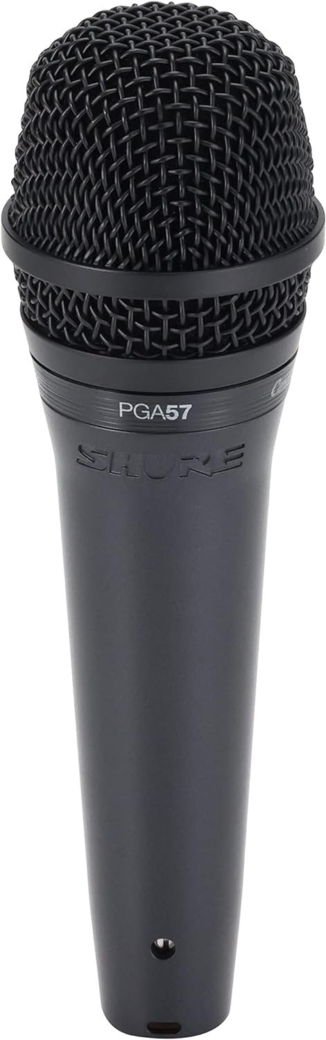 Shure PGA57 Dynamic Microphone - Professional Quality Instrument Mic with Cardioid Pick-up Pattern, 3-in XLR Connector, 15' XLR-to-XLR Cable, Stand Adapter and Zipper Pouch, (PGA57-XLR)