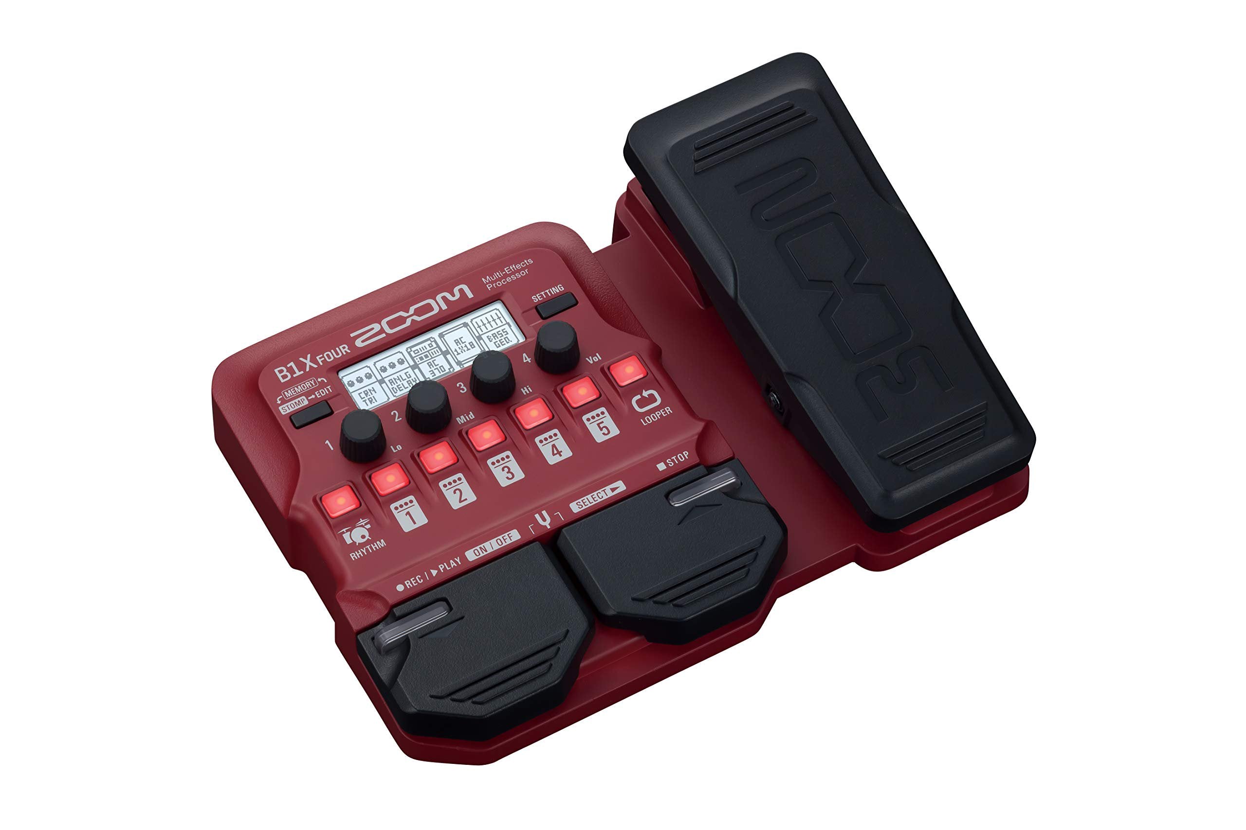 Zoom B1X FOUR Bass Multi-Effects Processor with Expression Pedal, 70+ Built-in Effects, Amp Modeling, Looper, Rhythm Section, Tuner, Battery Powered