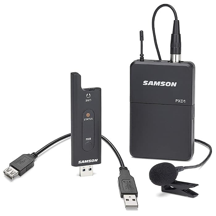 Samson SWXPD2BLM8 Lavalier USB Digital Wireless System with Lavalier Microphone and USB Stick Receiver, Works with Computers and Samson Expedition Portable PA Systems