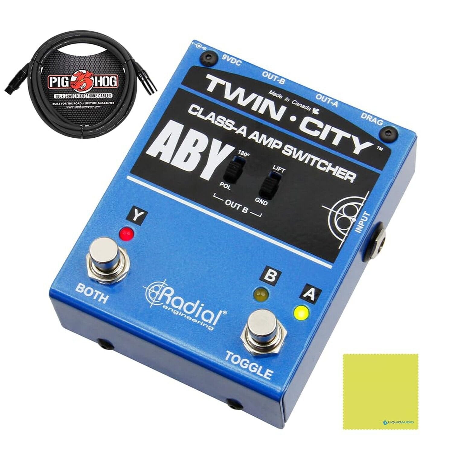 Radial Twin City Active ABY Amp Switcher Bundle with Pig Hog Microphone Cable...