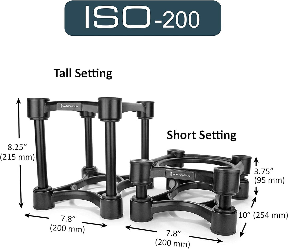IsoAcoustics ISO-Stand Series Speaker Isolation Stands – Height & Tilt Adjustable, Pair