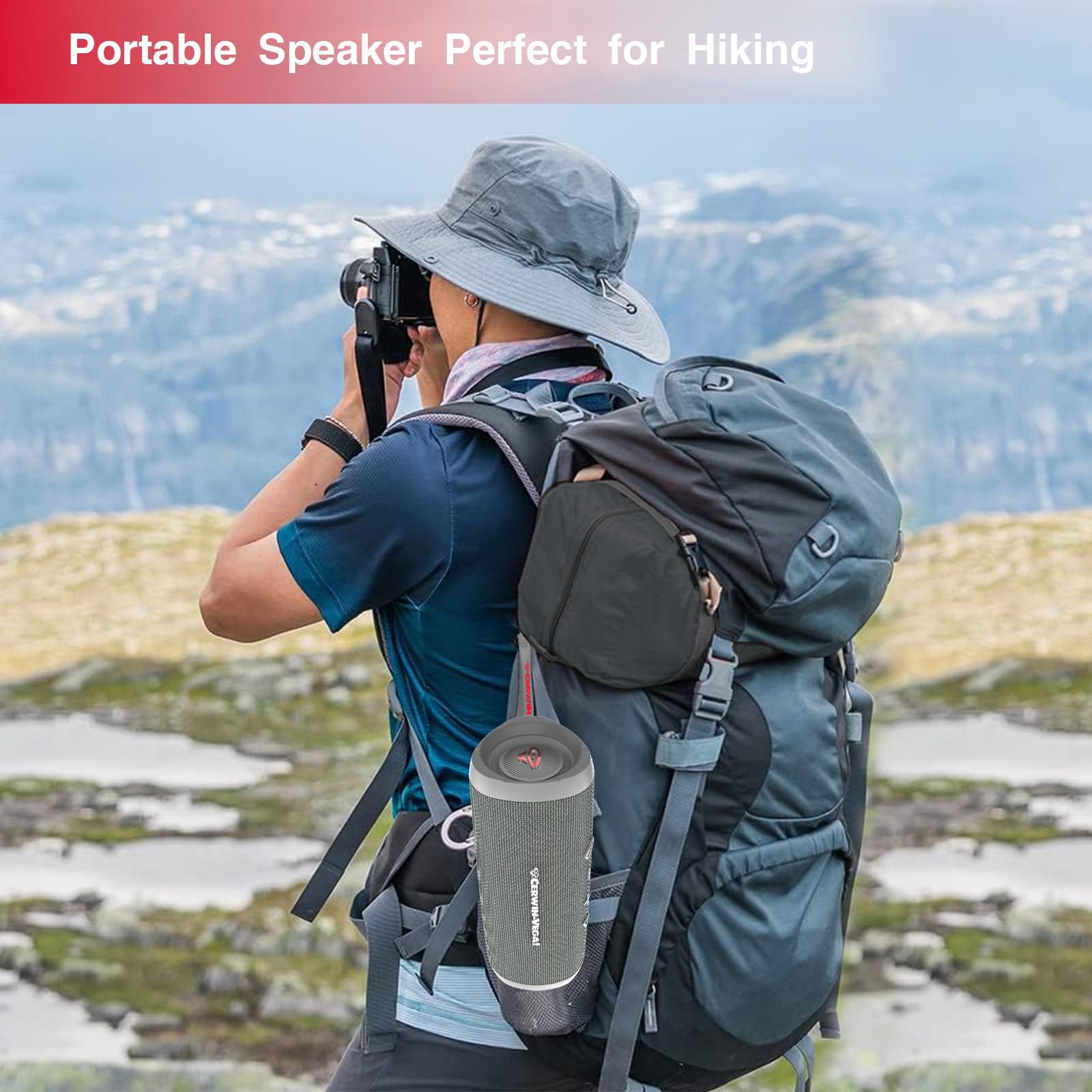 Cerwin-Vega VEGAMINI VMGRY Portable Bluetooth Hand Held Speaker with Strap,Gray