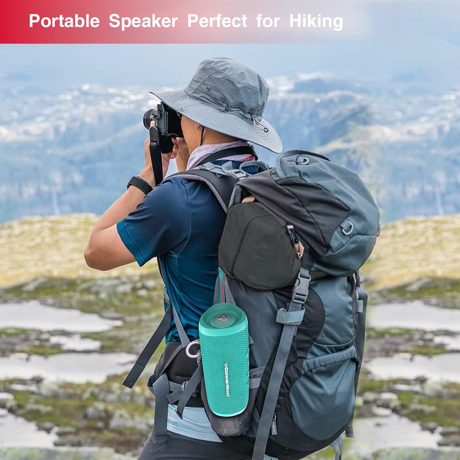 Cerwin-Vega VEGAMINI VMGRN Portable Bluetooth Hand Held Speaker with Strap,Green