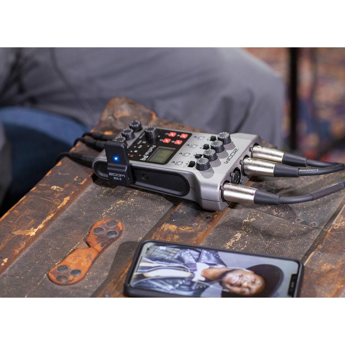 Zoom BTA-2 Bluetooth Adapter for PodTrak P4 and PodTrak P8, wirelessly connect phone to record remote interviews, Black, Small