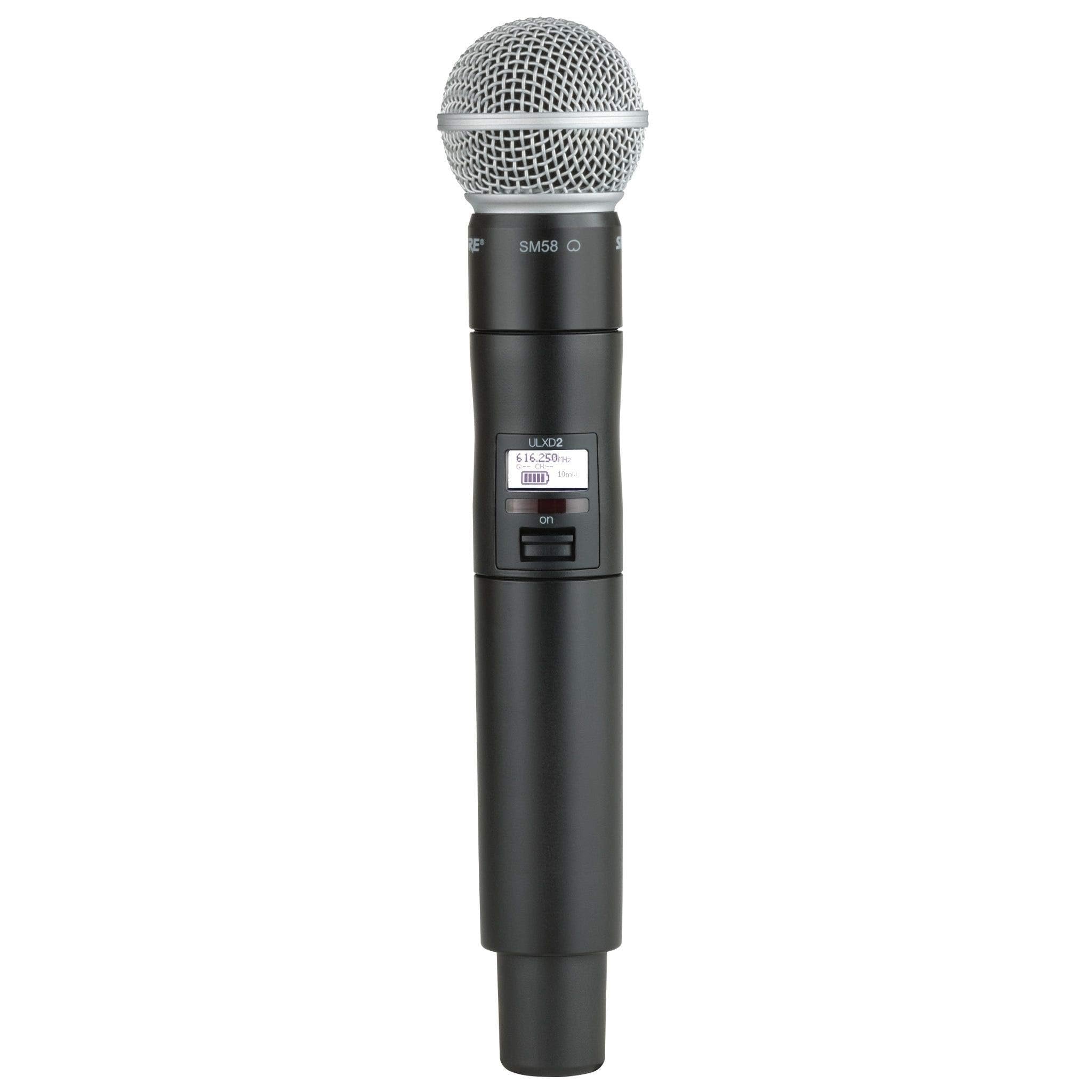 Shure ULXD2/SM58 Handheld Transmitter with SM58 Vocal Mic Capsule - for use with ULX-D Digital Wireless Microphone Systems, Receiver Sold Separately | V50 Band (ULXD2/SM58=-V50)