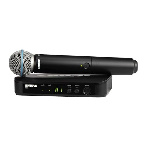 Shure BLX24/B58 Wireless Microphone System - 14-Hour Battery Life, 300 ft Range, UHF | Includes BETA 58A Handheld Vocal Mic, Single Channel Receiver | J11 Band (BLX24/B58-J11)