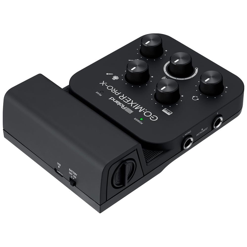 Roland GO:MIXER PRO-X Audio Mixer for Smartphones Bundle with 10ft Pig Hog Instrument Cable & Polishing Cloth – Mix up to 7 Audio Sources, Enhance Livestreams & Social Content with Pro Sound