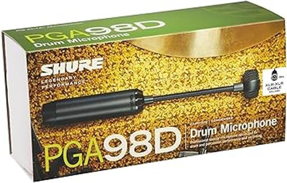 Shure PGA98D Condenser Microphone - with Cardioid Pick-up Pattern,Condenser Gooseneck Drum Microphone with AP98DM Drum Mount, No Cable (PGA98D-LC)