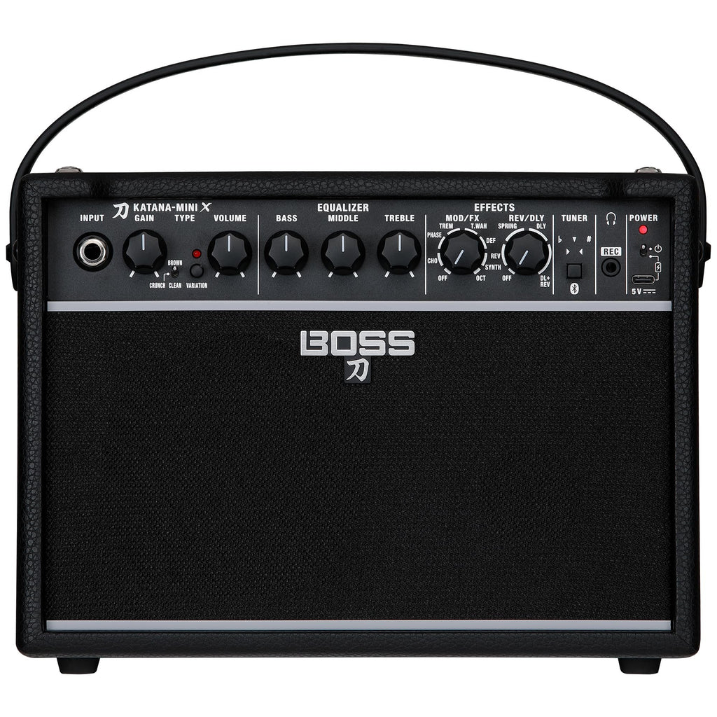 BOSS Katana-Mini X | Powerful 10-Watt Mini Amplifier for Electric, Acoustic & Bass | Tube Logic Design | Custom 5” Speaker | Versatile Sounds & Dual Effects | Bluetooth | Built-in Rechargeable Battery