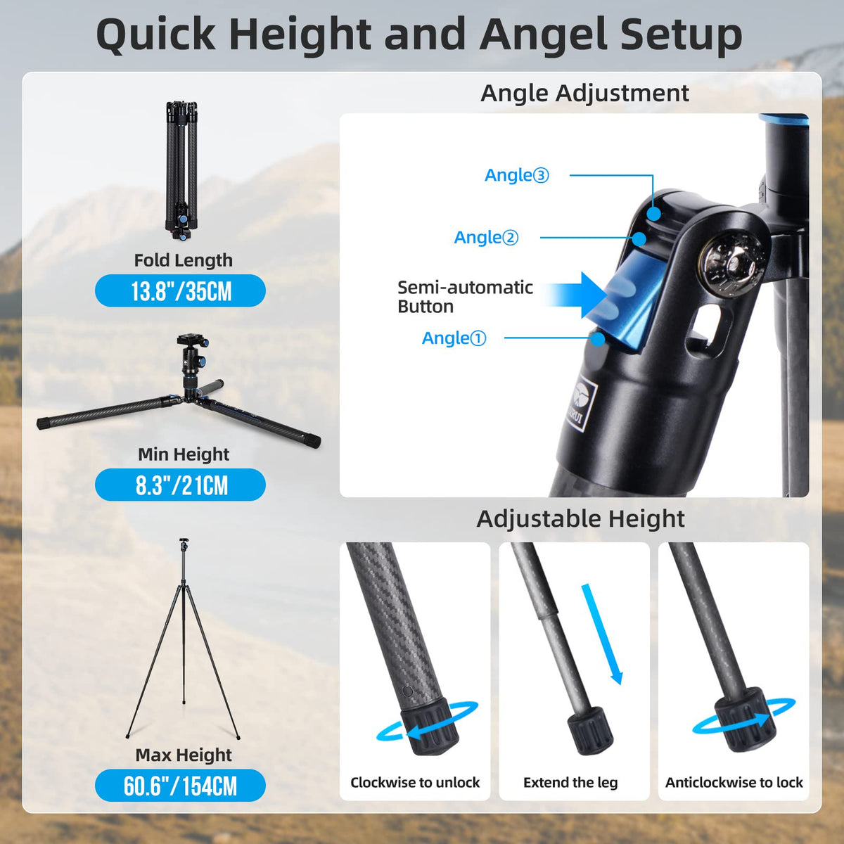 SIRUI AT-125 Carbon Fiber Travel Tripod with Ball Head