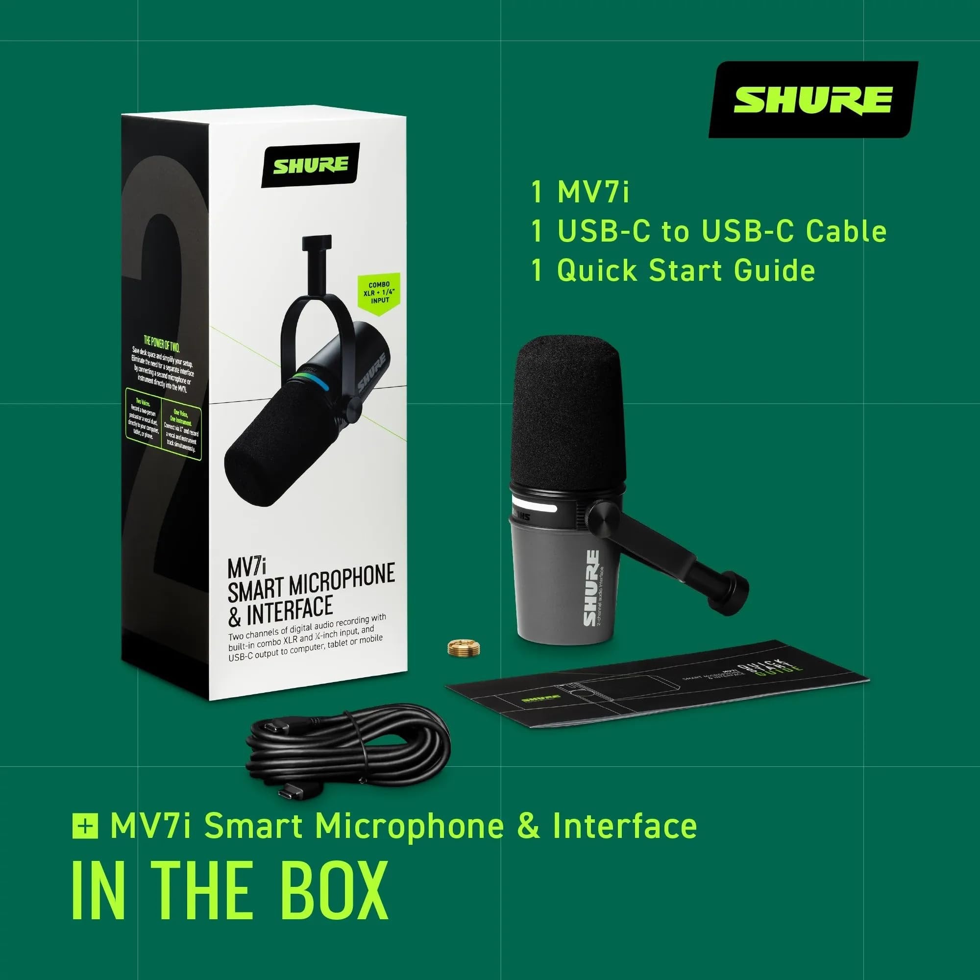 Shure MV7 USB Podcast Microphone - Silver