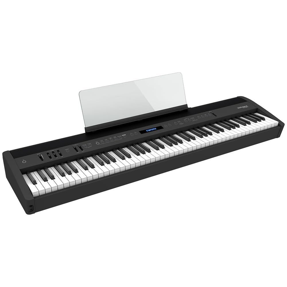 Roland FP-60X Digital Piano Black Bundle with Sustain Pedal & Polishing Cloth – Portable 88-Key Piano with SuperNATURAL Sound Engine, Bluetooth Connectivity & Built-In Stereo Speakers