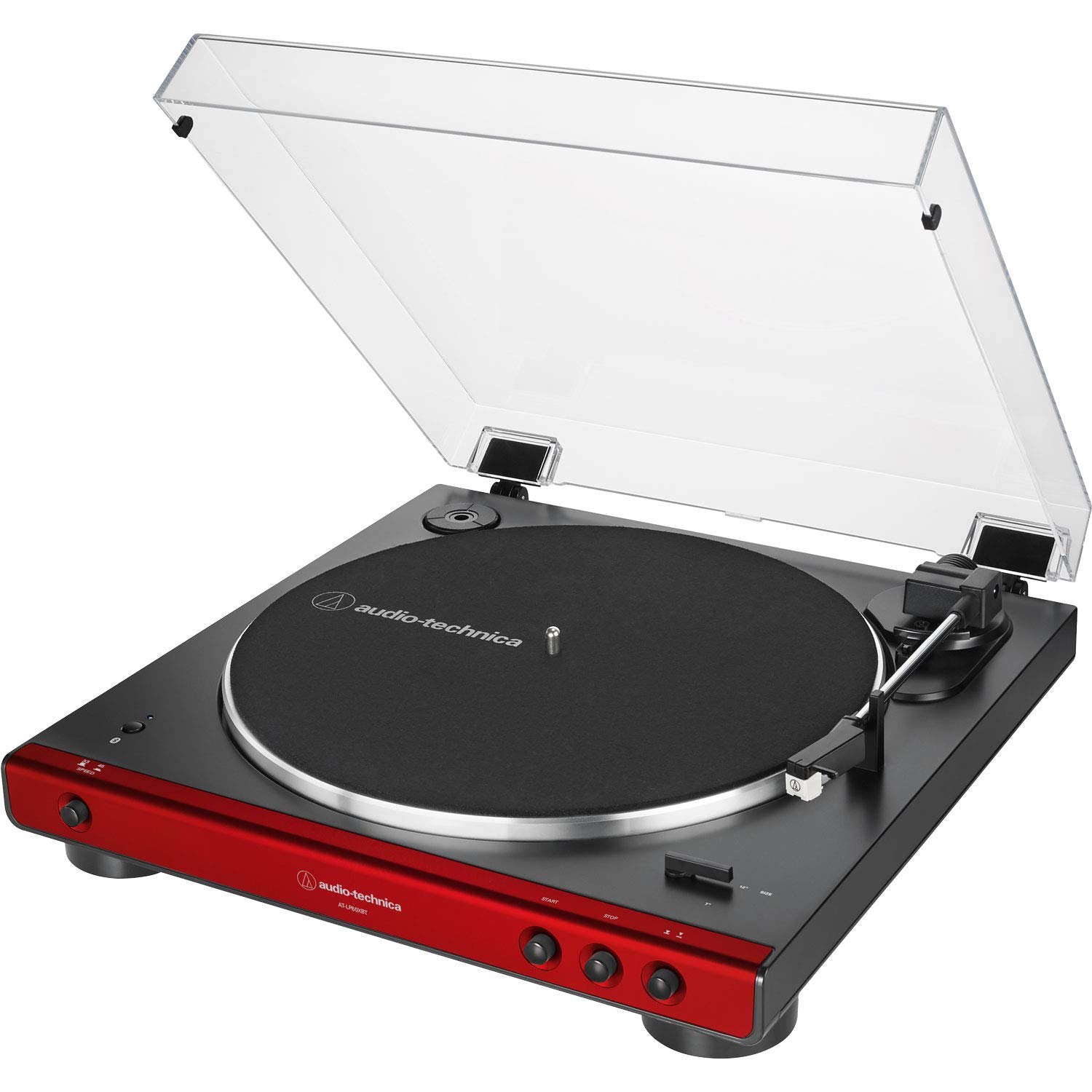Audio-Technica AT-LP60XBT-RD Fully Automatic Belt-Drive Stereo Turntable, Red/Black, Bluetooth, Hi-Fi, 2 Speed