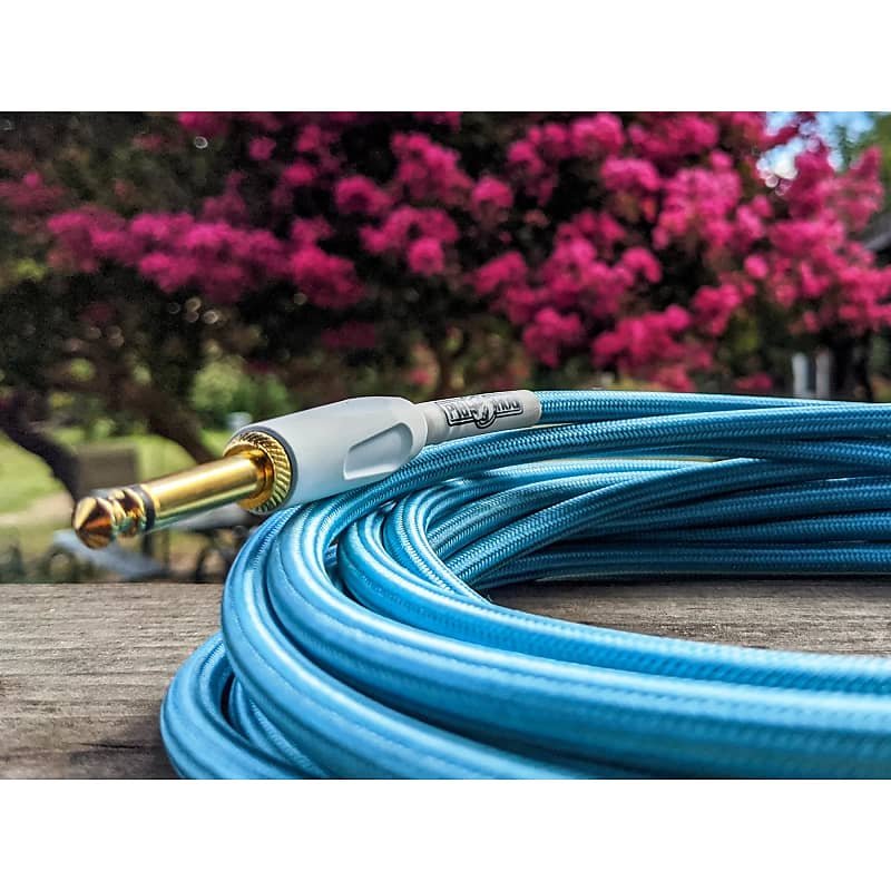Pig Hog PCH10DBR Instrument Cable, 10ft Right Angle, Daphne Blue