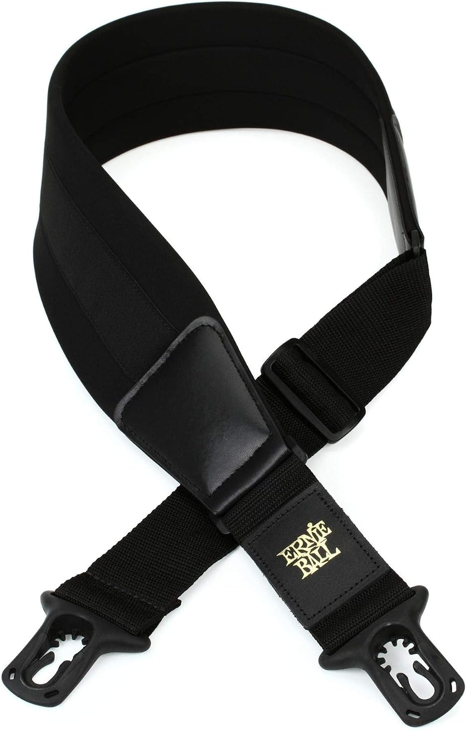 Ernie Ball Neoprene Polylock Comfort Guitar Strap, Black, Wide (P04146)