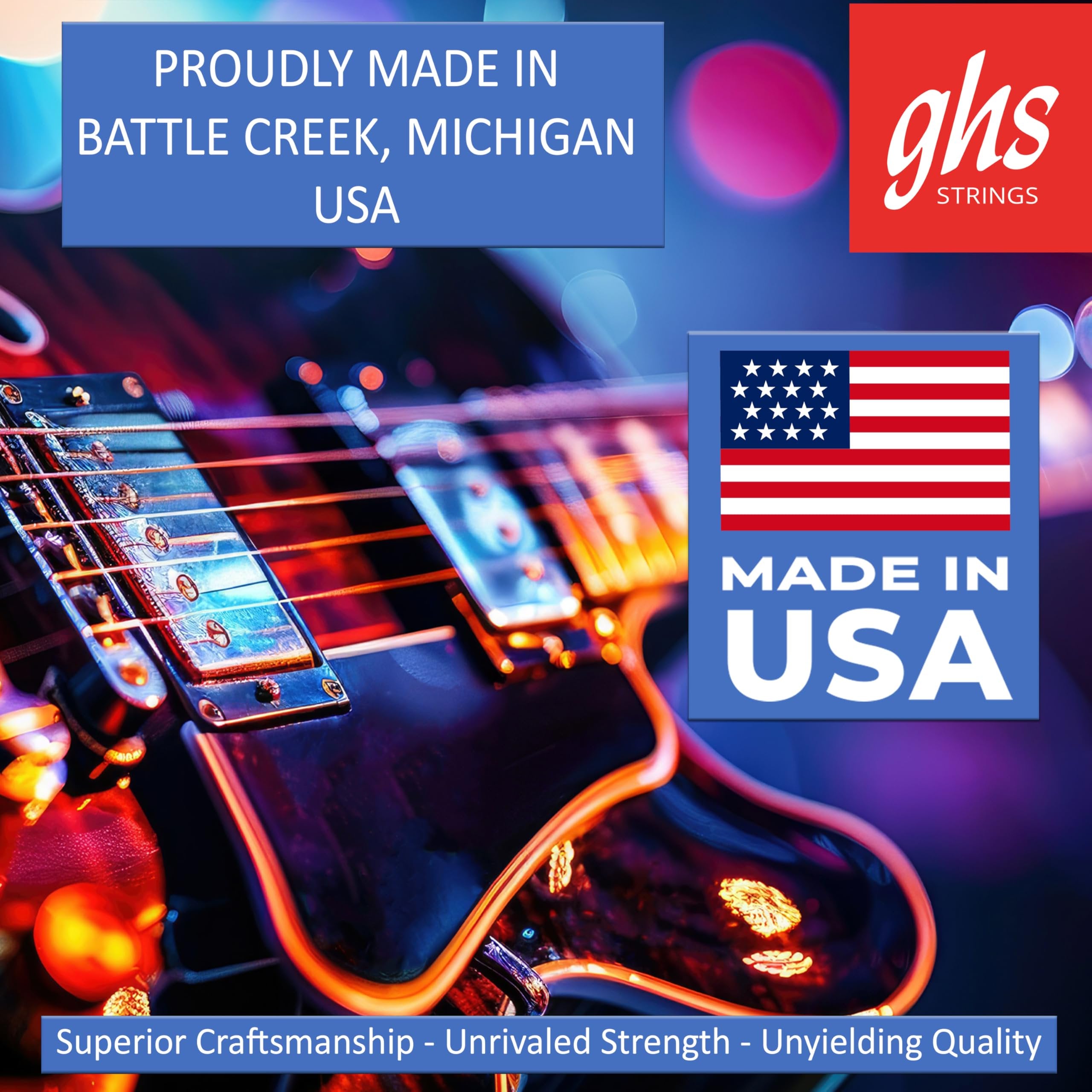 GHS String - Brite Flats - Flatwound Guitar Strings - Alloy 52 - Smoother Flat Surface Extra Bright Tone - Regular Gauge - (730 SET) - 12-54