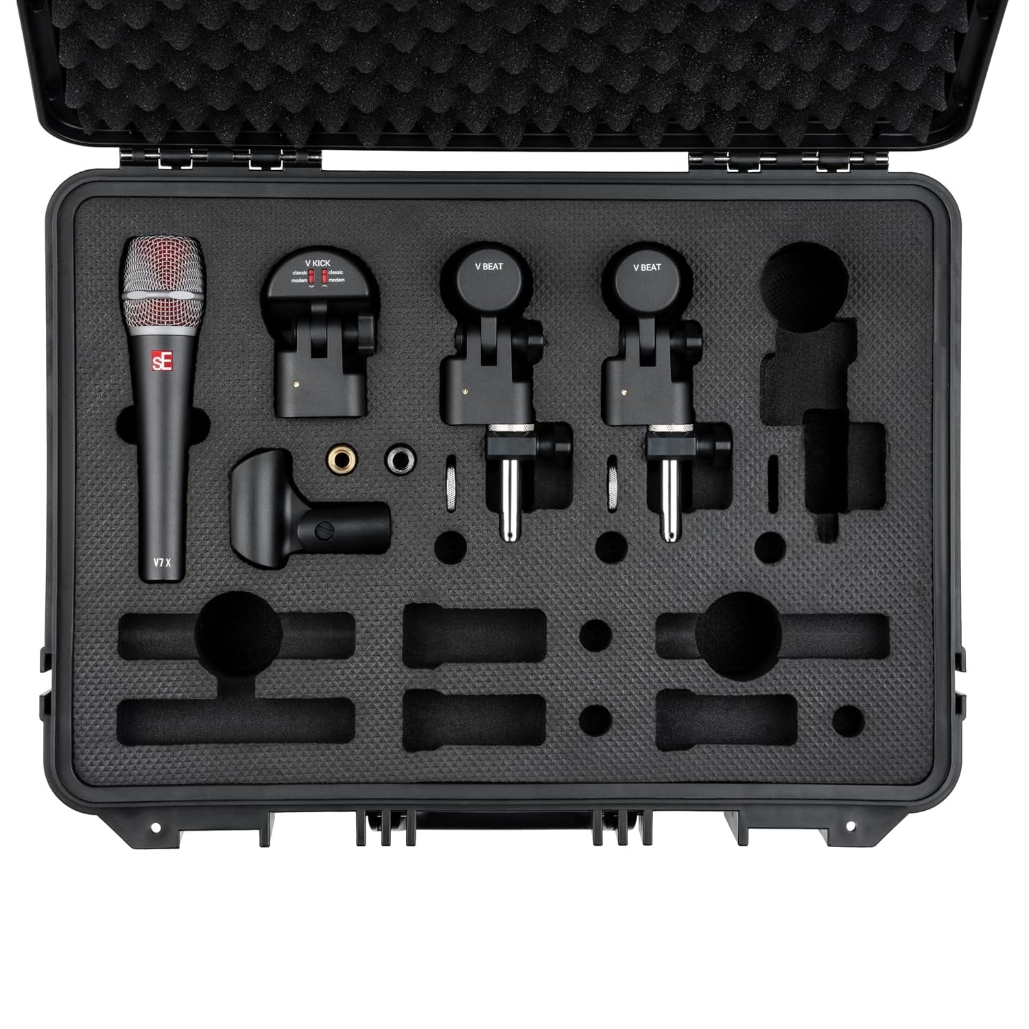 SE ELECTRONICS V Pack Venue Standard Drum Mic Kit for Toms, Snares & Bass Drums - Includes 1 V Kick, 2 V Beats, 2 V Clamps, 1 V7 X Instrument Microphone & More