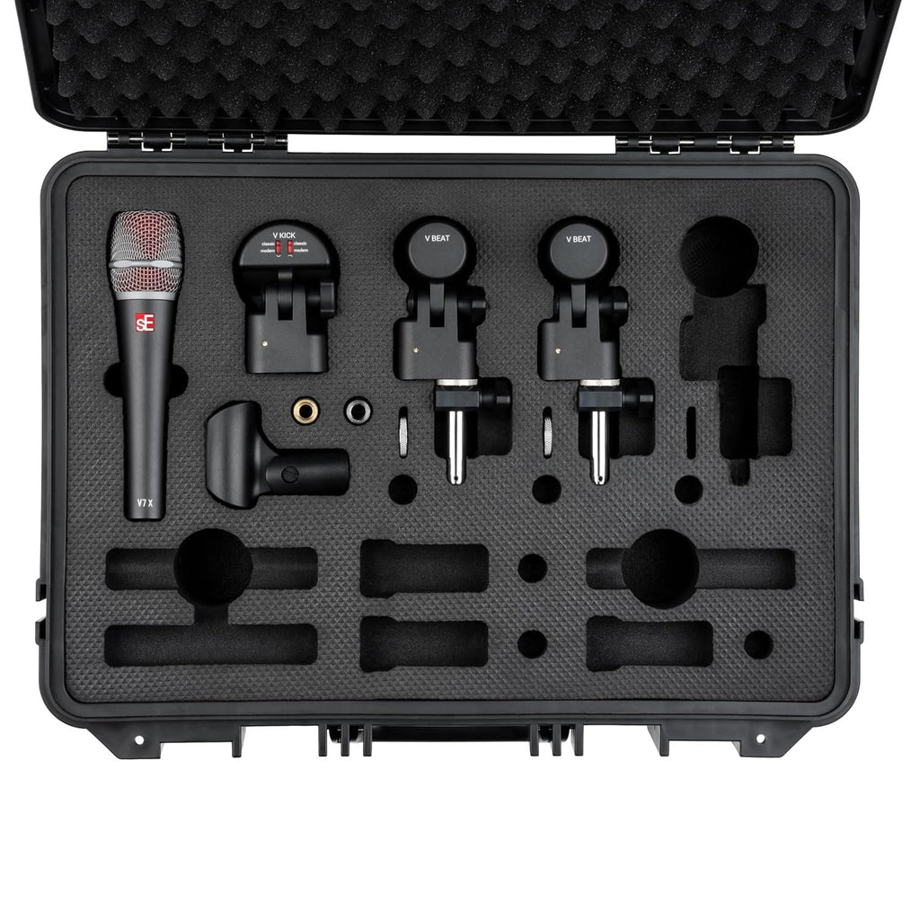 SE ELECTRONICS V Pack Venue Standard Drum Mic Kit for Toms, Snares & Bass Drums - Includes 1 V Kick, 2 V Beats, 2 V Clamps, 1 V7 X Instrument Microphone & More