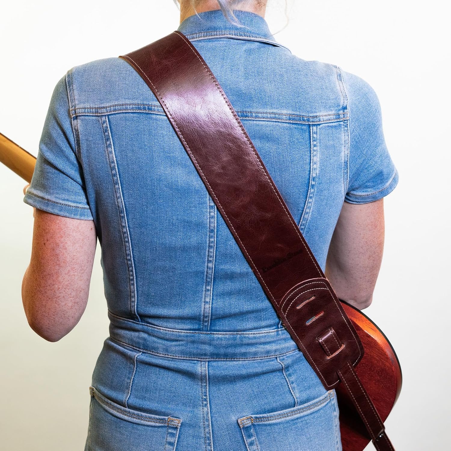 Franklin Strap 3" Premium Aged Leather with Leather Backing Guitar Strap (OxBlood)