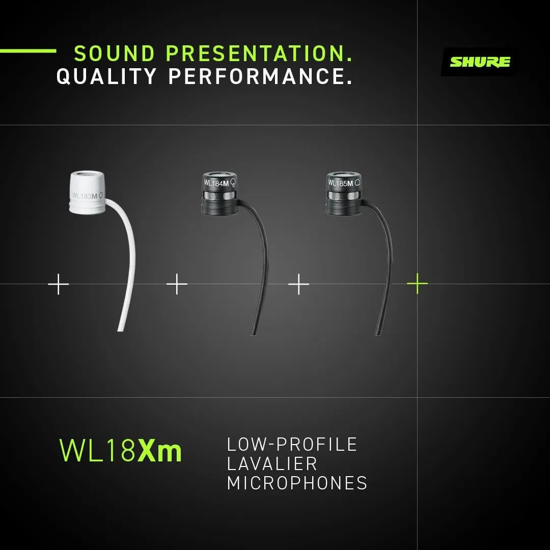 Shure WL184M Professional Low-Profile Lavalier Microphone - Supercardioid Condenser Lav Mic with TA4F Termination, includes Pouch, Tie Clip & Snap-Fit Windscreen - White (WL184MW/S-TQG)