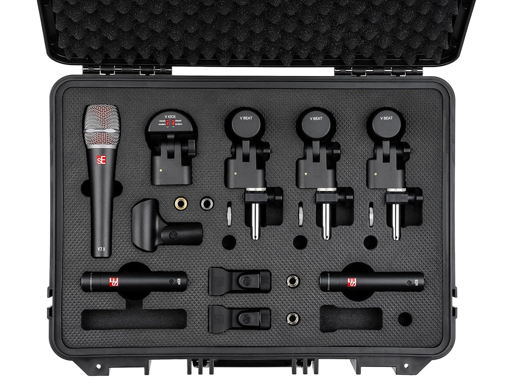 SE ELECTRONICS V Pack Arena Drum Mic Kit for Toms, Snares & Bass Drums - Includes 1 V KICK, 3 V Beats & V Clamps, 1 V7 X Instrument Microphone, Pair of sE8 Condensers & More