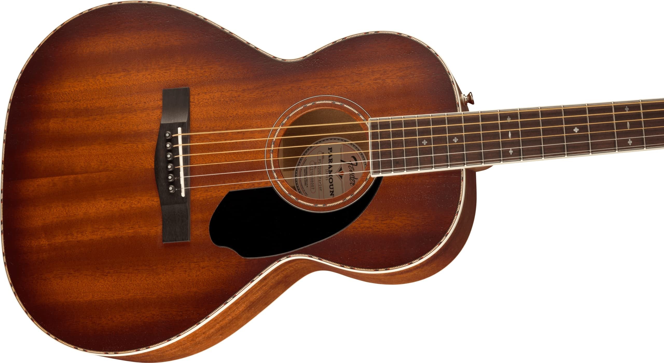 Fender Paramount PS-220E All-Mahogany Parlor Acoustic Guitar, with 2-Year Warranty, Aged Cognac Burst, with Case