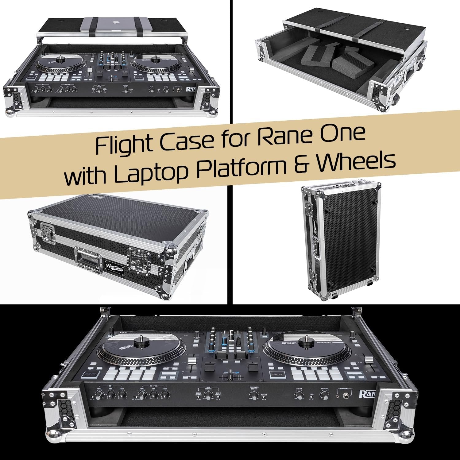 Headliner Flight Case Compatible with Rane One with Laptop Platform and Wheels