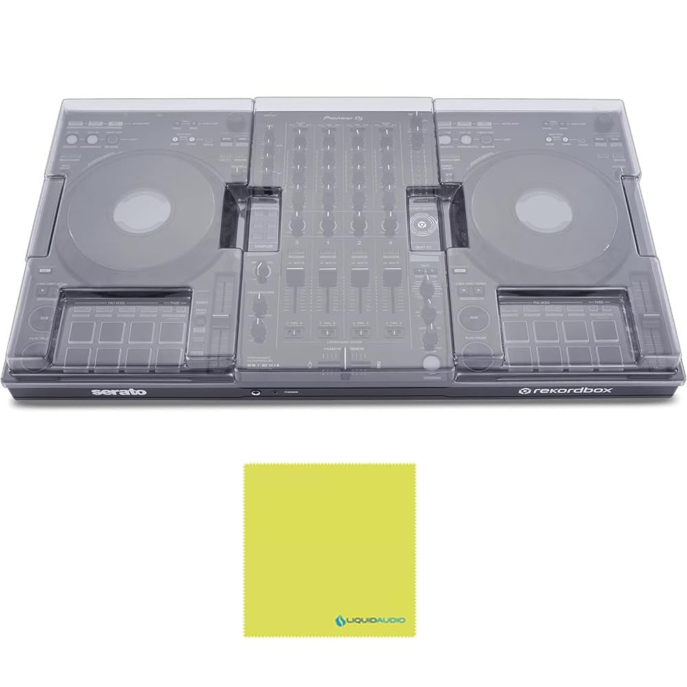 Liquid Audio Decksaver DDJ-FLX10 Cover Bundle with Polishing Cloth – Polycarbonate Protective Cover for Pioneer DDJ-FLX10 DJ Controller, Shields from Dust & Impact, Clear Finish (DS-PC-DDJFLX10)