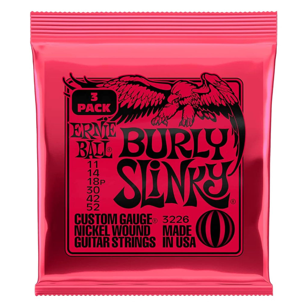 Ernie Ball Burly Slinky Nickel Wound Electric Guitar Strings 3-pack, 11-52 Gauge (P03226)