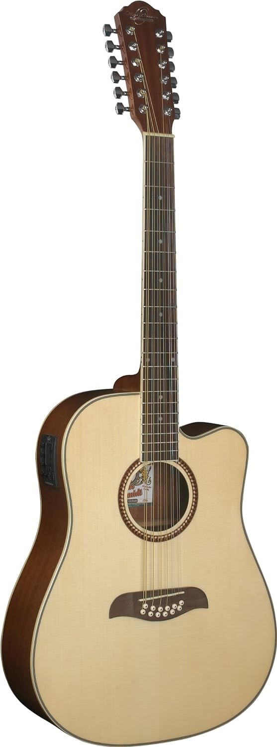 Oscar Schmidt OD312CEB-A-U 12-String Acoustic Electric Guitar. Black