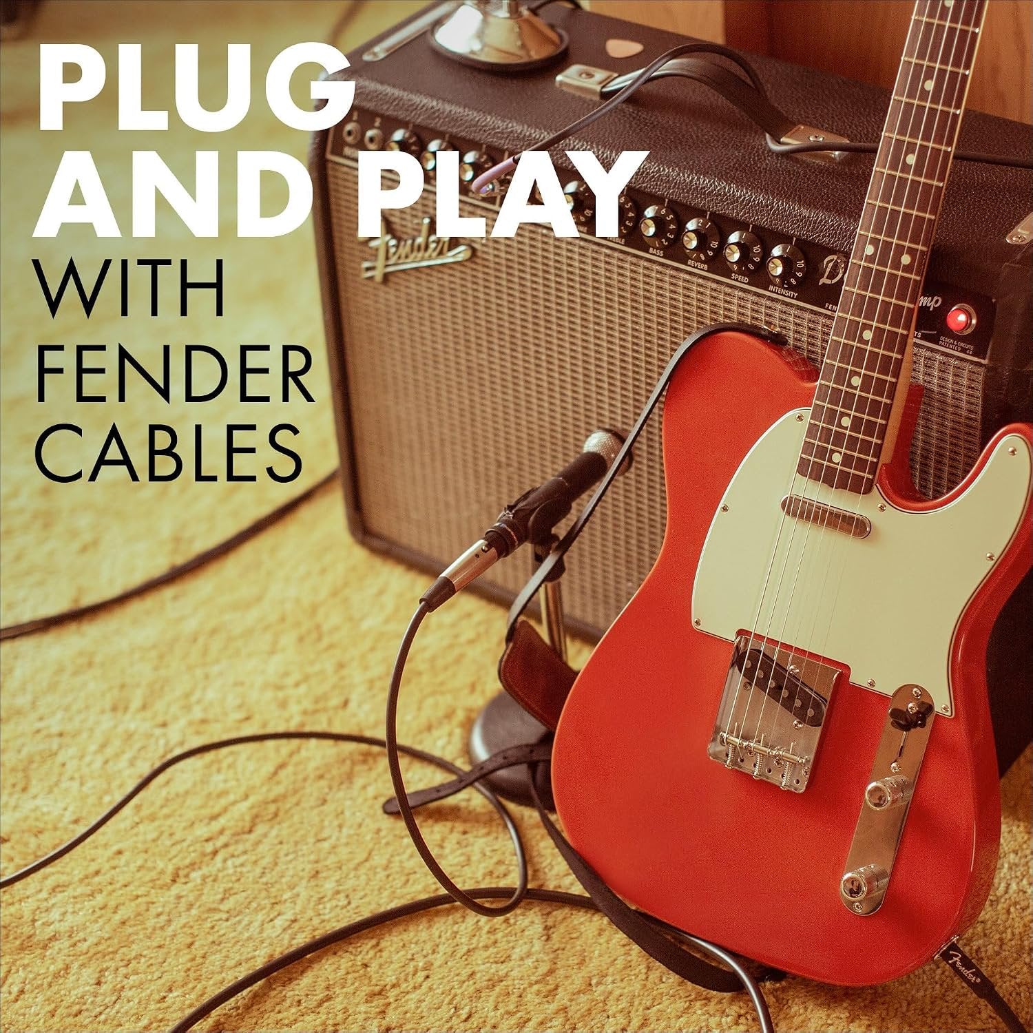 Fender Professional Series Instrument Cable, Guitar Cable, Guitar Accessories, Straight/Straight, Black, 15ft
