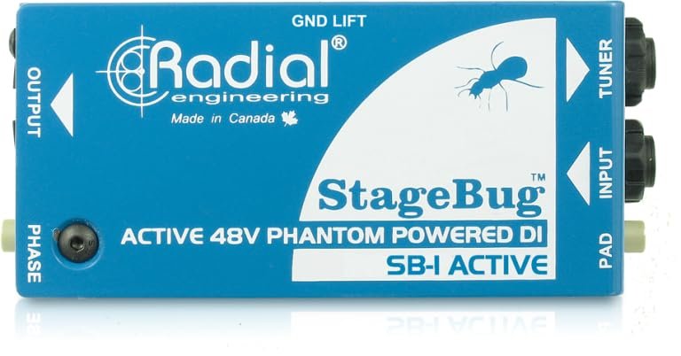 Radial Engineering StageBug SB-1 Compact Active DI Bundle w/Pig Hog PCH10BK "Black Woven" Instrument Cable and Liquid Audio Polishing Cloth