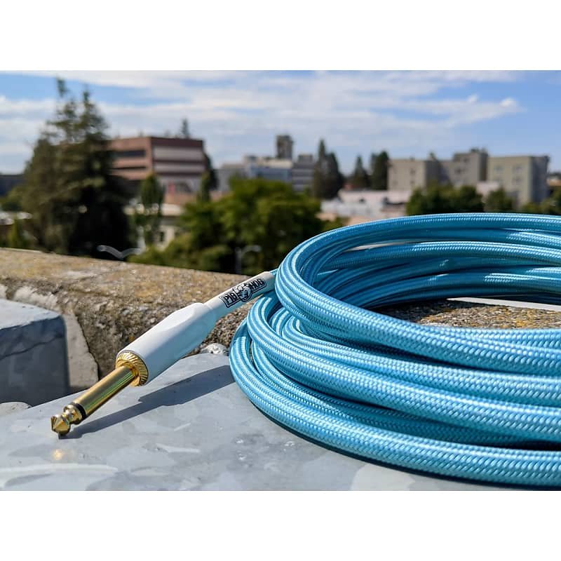 Pig Hog PCH10DBR Instrument Cable, 10ft Right Angle, Daphne Blue