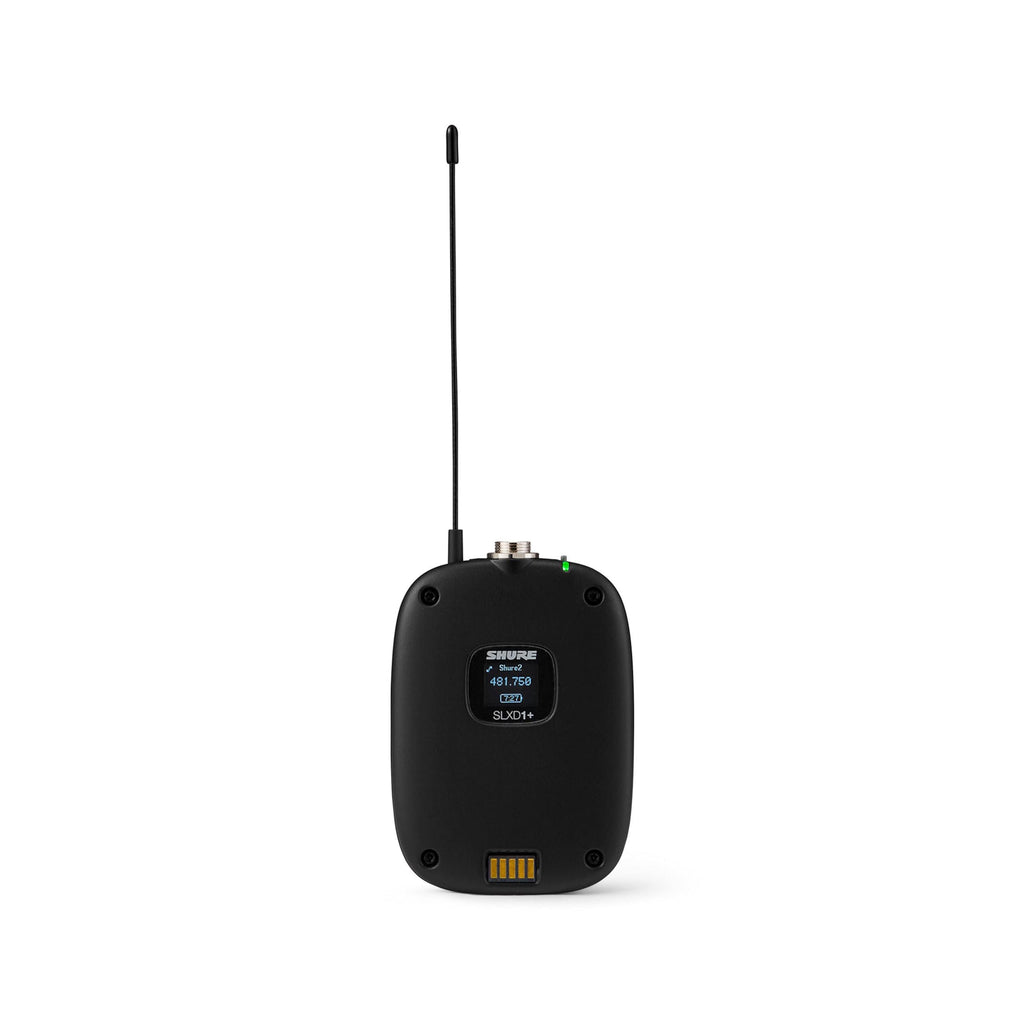 Shure SLXD1+ Bodypack Wireless Transmitter - Professional Hands-Free Audio Management, Wide-Tuning Capability, ShowLink Ease Control, Automatic Channel Scanning, Mobile Device Configuration Compatible