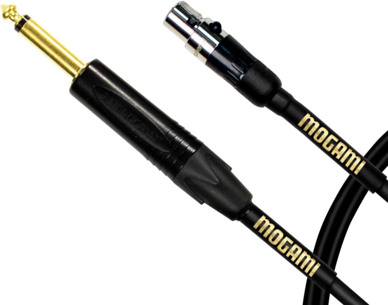 Mogami Gold BPSH TS-18 Belt Pack Instrument Cable for Wireless Instrument Systems, 1/4" TS Male Plug to Mini XLR-Female 4-Pin, Straight Connectors, 18 Inch