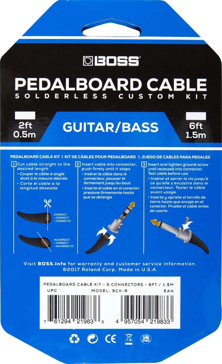 BOSS Solderless Pedalboard Cable Kit