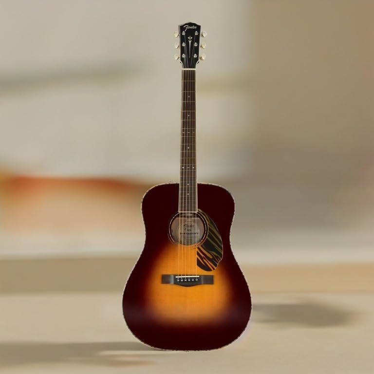 Fender Paramount PD-220E Dreadnought Acoustic Guitar, with 2-Year Warranty, 3-Color Vintage Sunburst, with Case