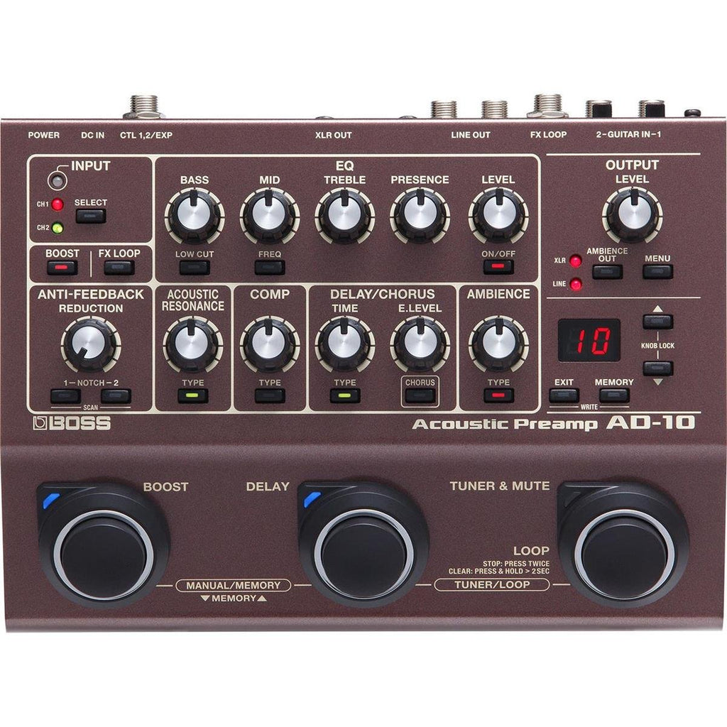 BOSS Acoustic Guitar Hardware (AD-10), Brown, Standard