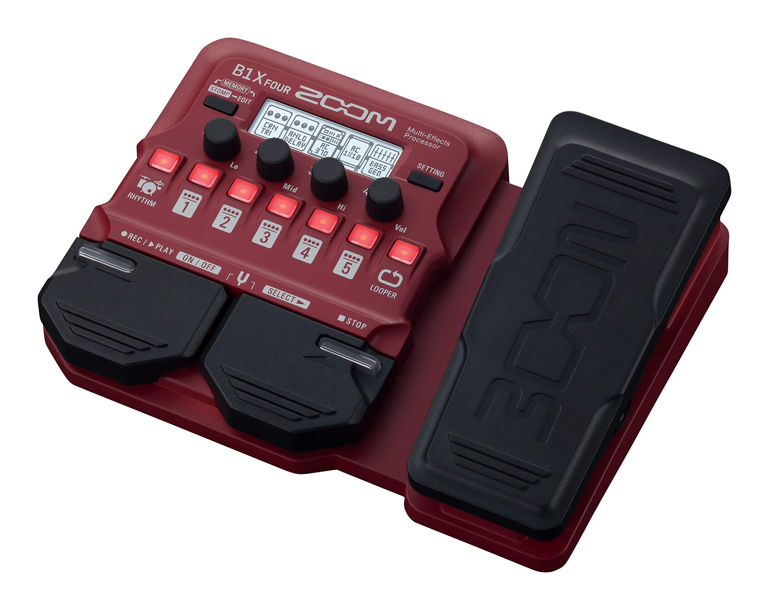Zoom B1X FOUR Bass Multi-Effects Processor with Expression Pedal, 70+ Built-in Effects, Amp Modeling, Looper, Rhythm Section, Tuner, Battery Powered