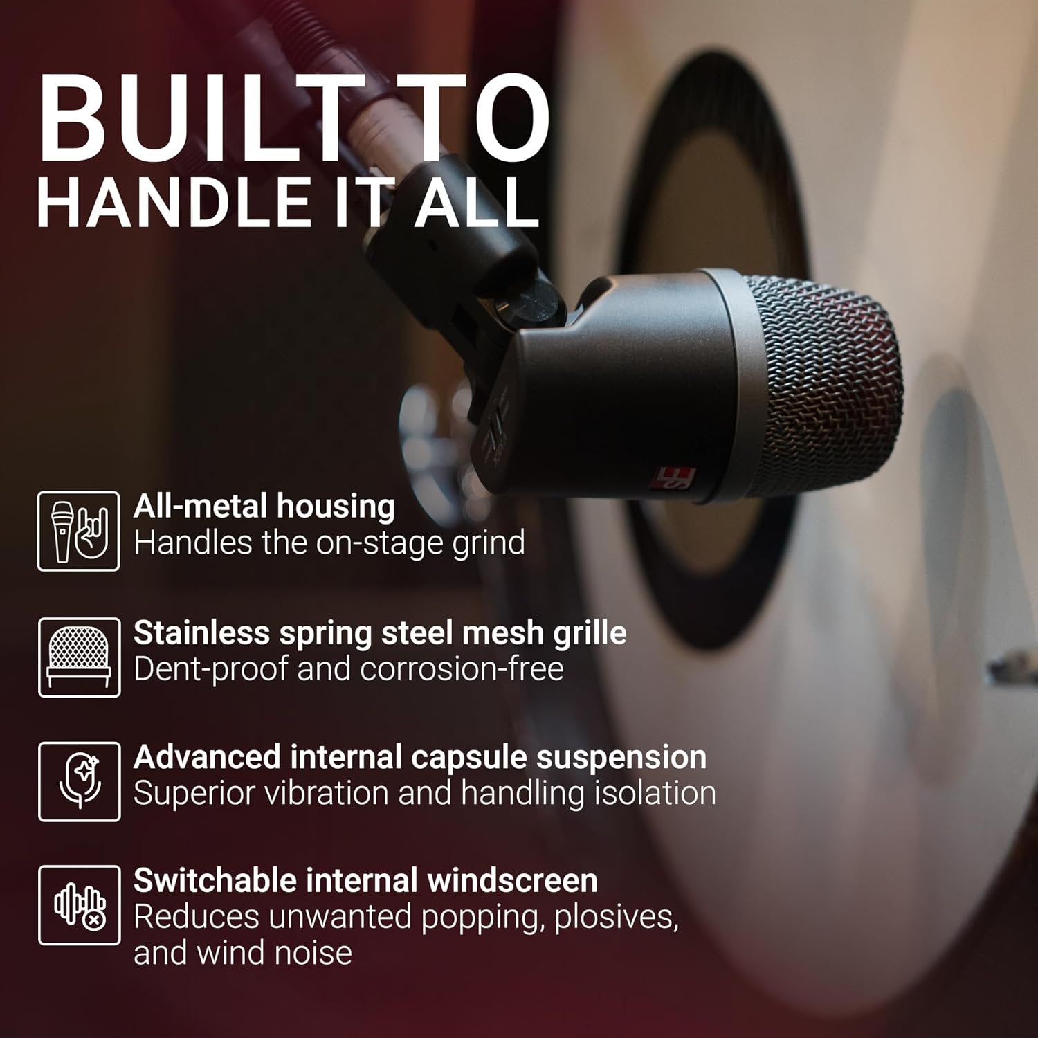 SE ELECTRONICS V Kick Drum Mic - Compact Dynamic Supercardioid Drum Microphone for Kicks with 4 Sound Settings & Adjustable Swivel Mount for Precise Positioning - Perfect for Studio & Live Use (Black)