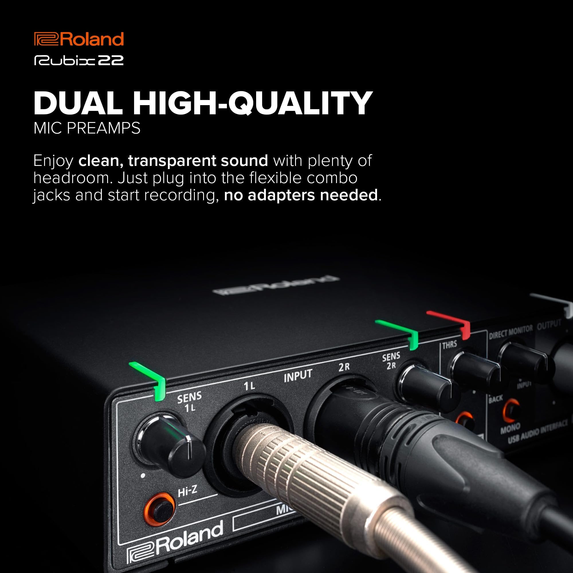 Roland Rubix22 2-In/2-Out USB Audio Interface | High-Resolution Audio | Record with Mics, Guitars, Keys & More | Compact & Durable Build | Compatible with Mac, PC & iPad | Expanded I/O Features