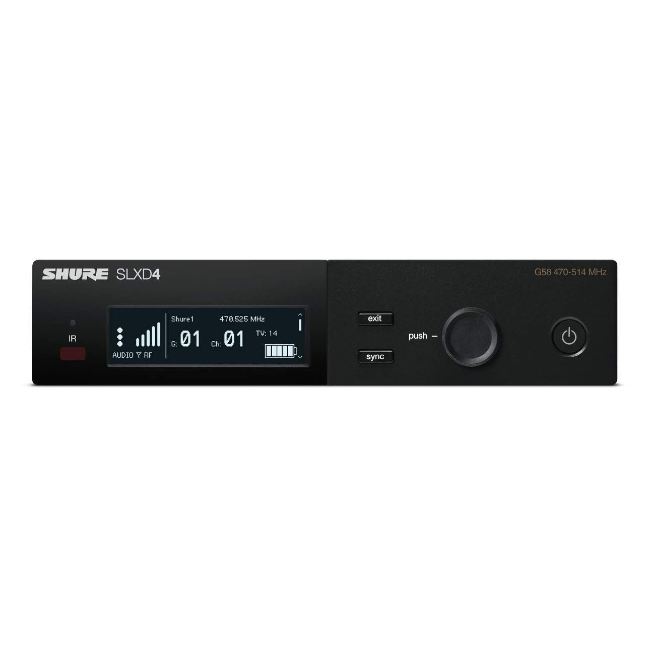 Shure SLXD4 Single Channel Receiver - for use with SLX-D Digital Wireless Microphone Systems, Transmitter Sold Separately | H55 Band (SLXD4=-H55)