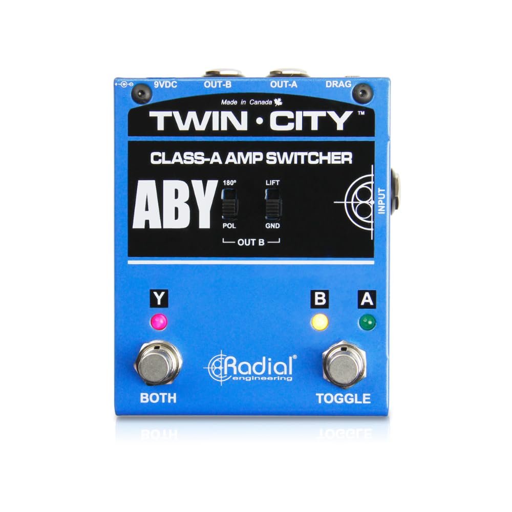 Radial Engineering Twin City Active ABY Amp Switcher Bundle w/Pig Hog PCH10BK Black Woven Instrument Cable and Liquid Audio Polishing Cloth