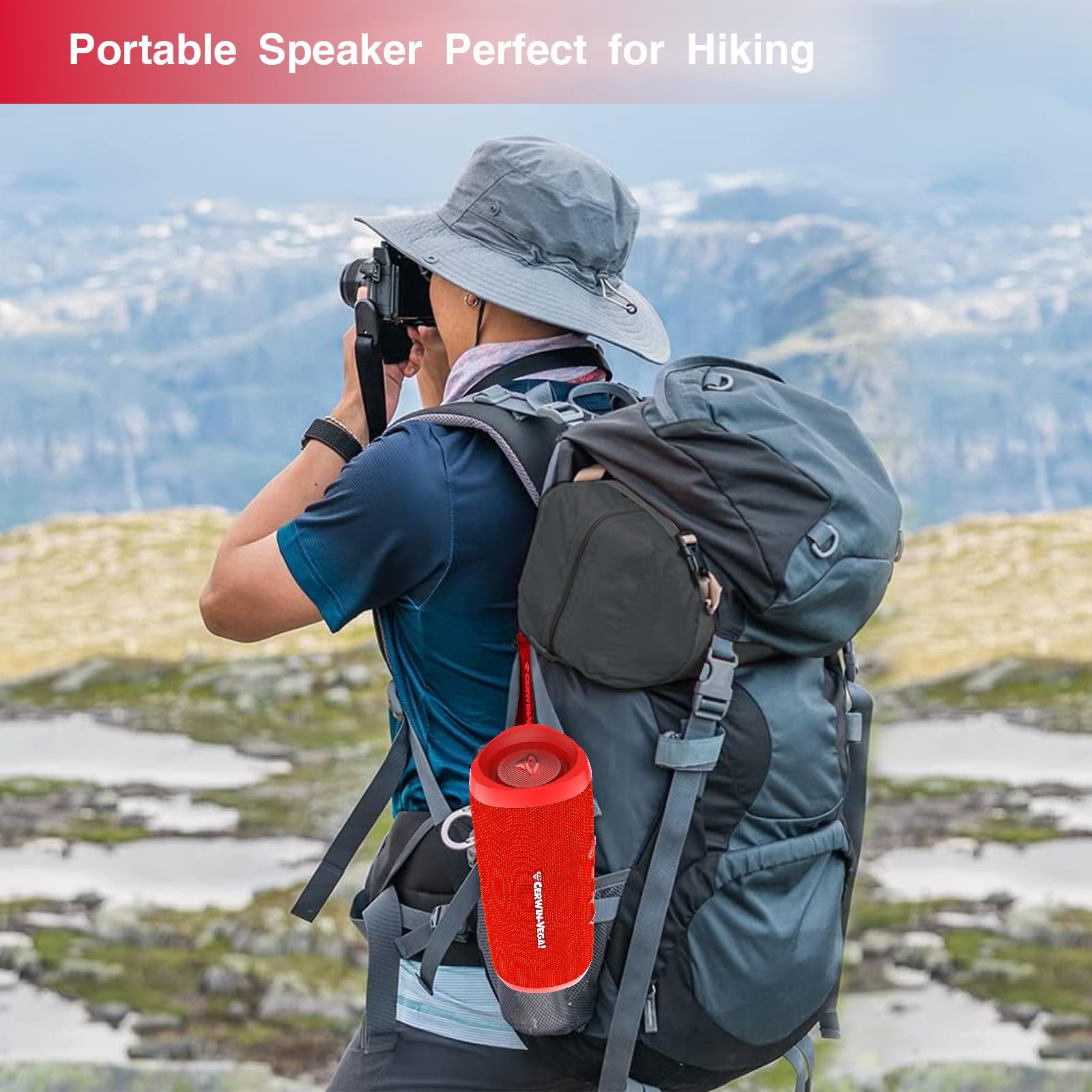 Cerwin-Vega  VEGAMINI VMRED Portable Bluetooth Hand Held Speaker with Strap,Red