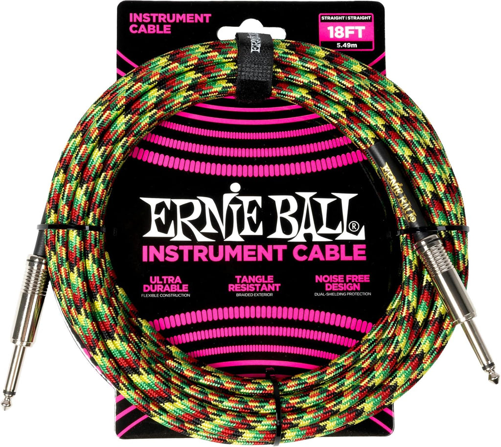 Ernie Ball Braided Instrument Cable Straight/Straight 18ft - Good Vibrations (P06482)