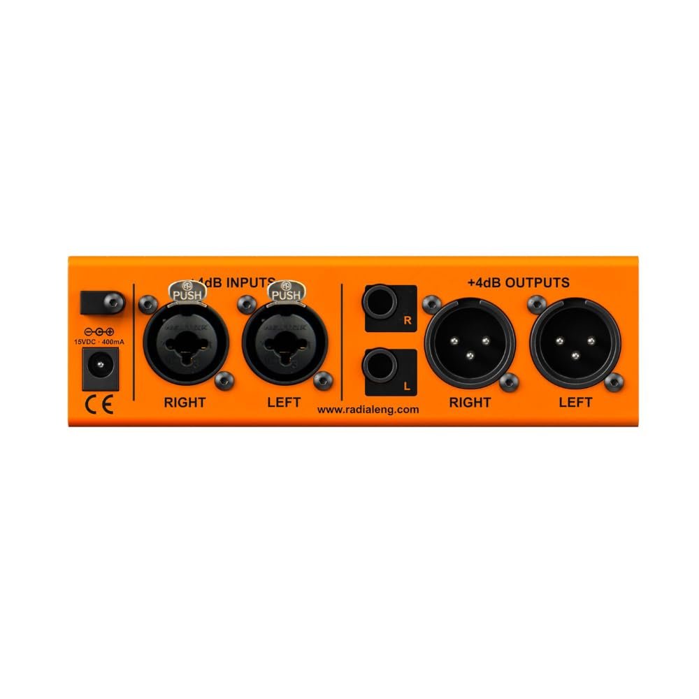 Radial Engineering EXTC-Stereo Guitar Effects Interface & Reamper Bundle w/ 2-Pack Pig Hog 10' Orange Cream 2.0 Instrument Cable, Power Adapter and Liquid Audio Polishing Cloth